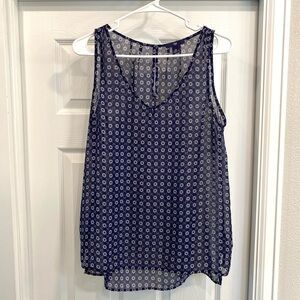 GAP Navy Floral Print Sheer Tank Top